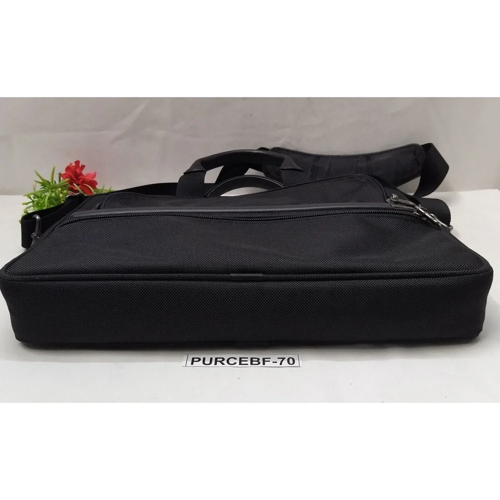Tumi 2 Way Black Nylon Zipper Around Laptop Briefcase Messenger Bag - Picture 9 of 16